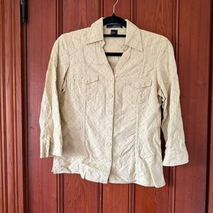 Willi Smith Light Green Linen Button Down Top Size Small